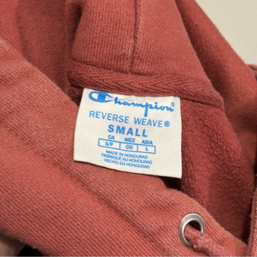 Champion Reverse Weave Hooded Pullover Sweatshirt Size Small Red Sandalwood - Picture 9 of 9